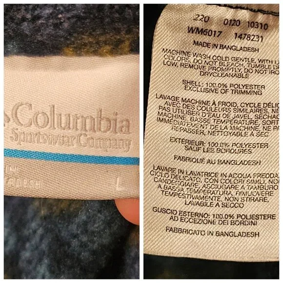 Columbia Steens Jacket Southwest Aztec Tribal Zip Up Fleece Blue Mens Sz L Large - Picture 7 of 13